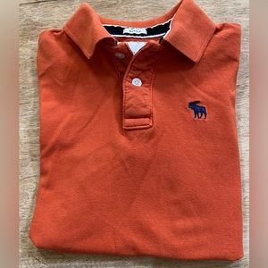 Abercrombie Muscle Youth Size Large Orange Cotton Pique Knit Short‎ Sleeve Polo
